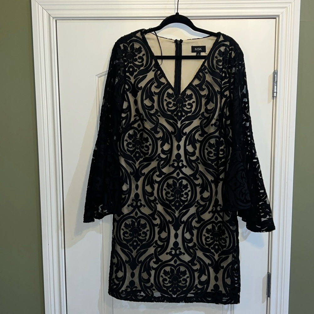 MSK Black Lace overlay dress Size 12